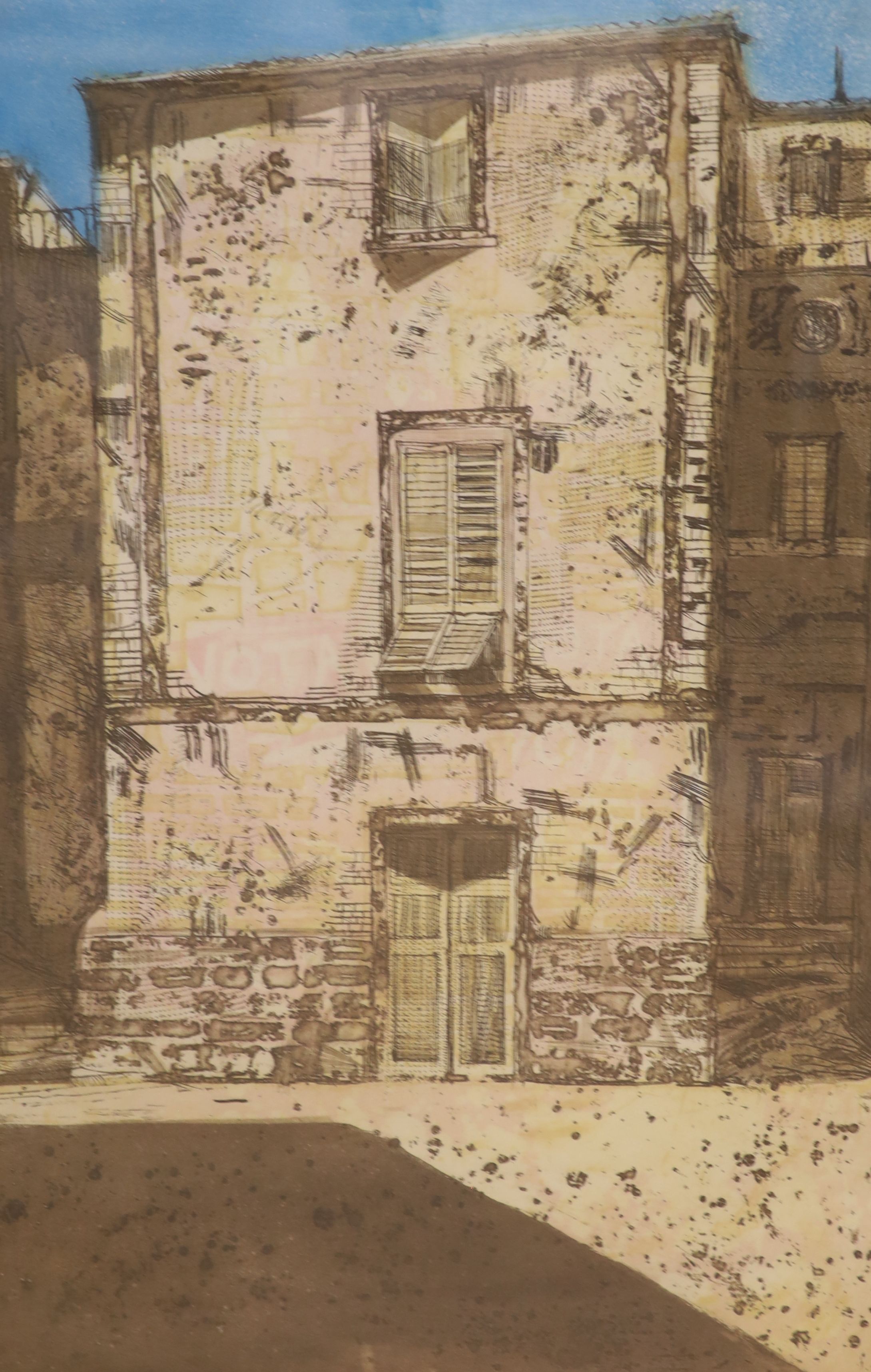 Richard Beer (1928-2017), two coloured etchings, Campo, 1/100 and Castel Sardo, 28/100, signed in pencil, 65 x 45cm, frames differ